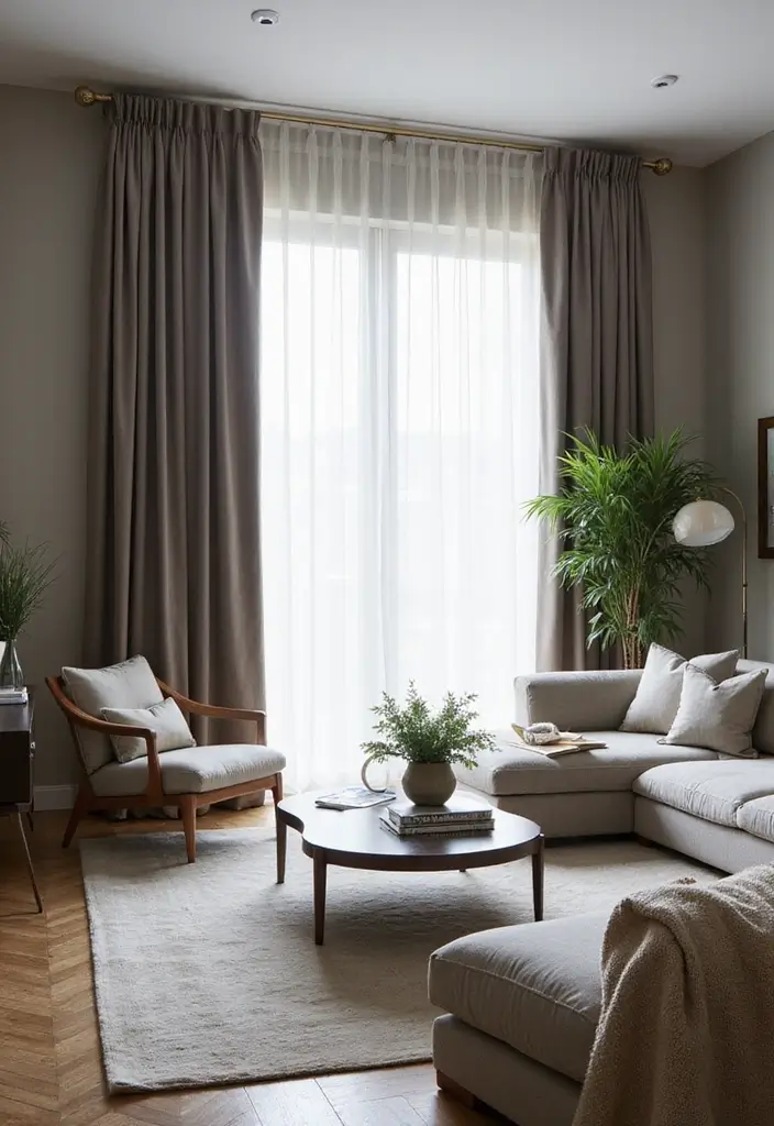 25 Curtains Ideas for Living Room That Feel Luxurious - 16. Grommet Top Curtains