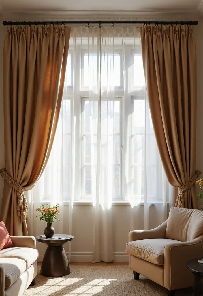 25 Curtains Ideas for Living Room That Feel Luxurious - 18. Natural Silk Curtains