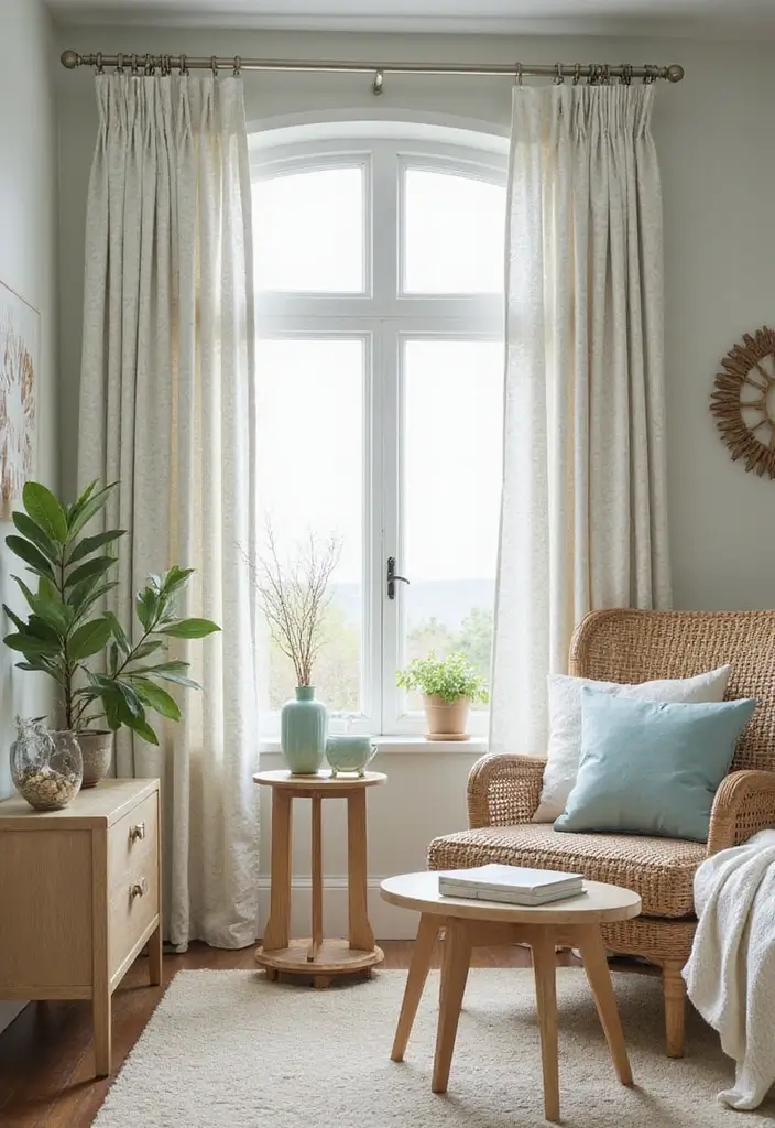 25 Curtains Ideas for Living Room That Feel Luxurious - 22. Coastal Inspired Curtains