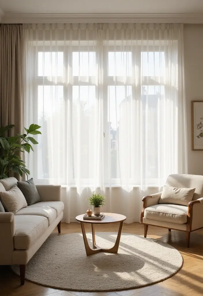 25 Curtains Ideas for Living Room That Feel Luxurious - 6. Sheer Layered Curtains