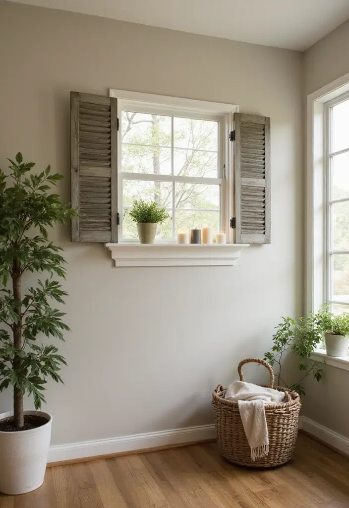 25 Fake Window Ideas That Look Amazingly Real 12 25 Fake Window Ideas That Look Amazingly Real - 12. Rustic Shutter Faux Window