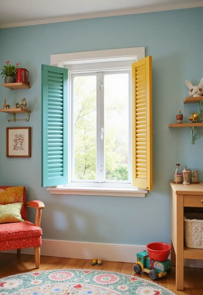 25 Fake Window Ideas That Look Amazingly Real 24 25 Fake Window Ideas That Look Amazingly Real - 24. Faux Window with Colorful Shutters