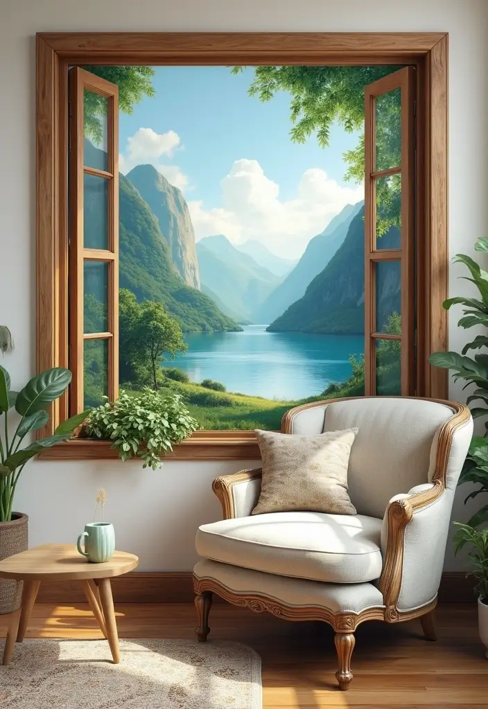 25 Fake Window Ideas That Look Amazingly Real 4 25 Fake Window Ideas That Look Amazingly Real - 4. Nature Scene Mural