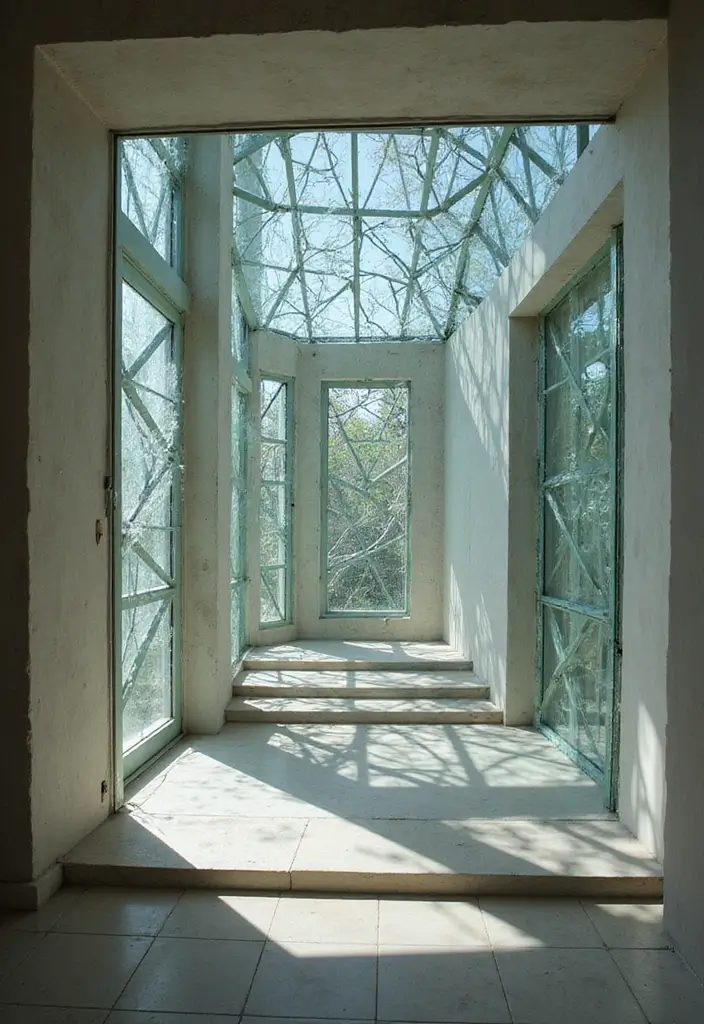 25 Modern Window Grill Designs for a Stylish Look - 12. Geometric Glass Grills