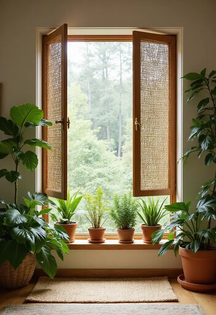 25 Modern Window Grill Designs for a Stylish Look - 13. Eco-Friendly Bamboo Grills