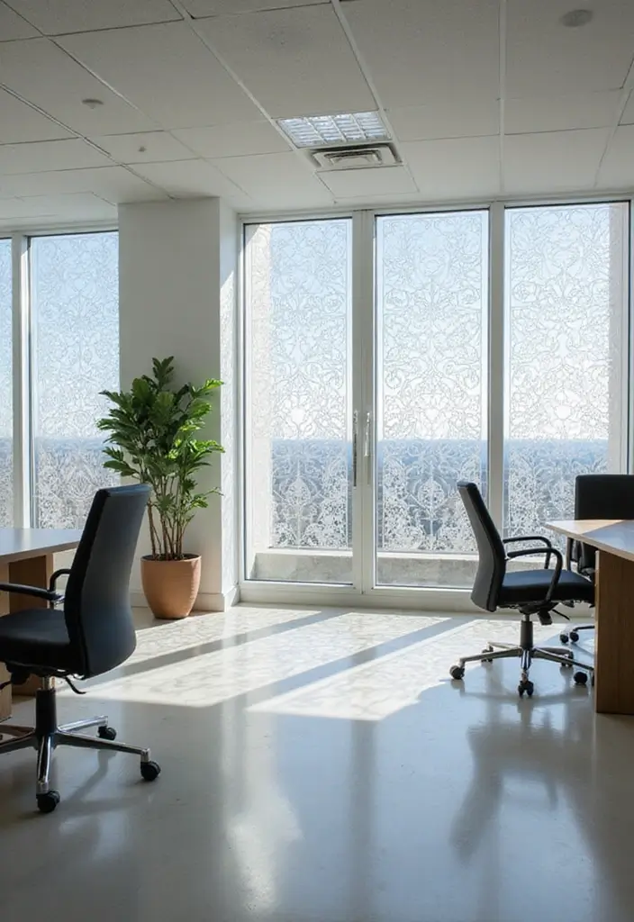25 Modern Window Grill Designs for a Stylish Look - 17. Decorative Window Film Grills