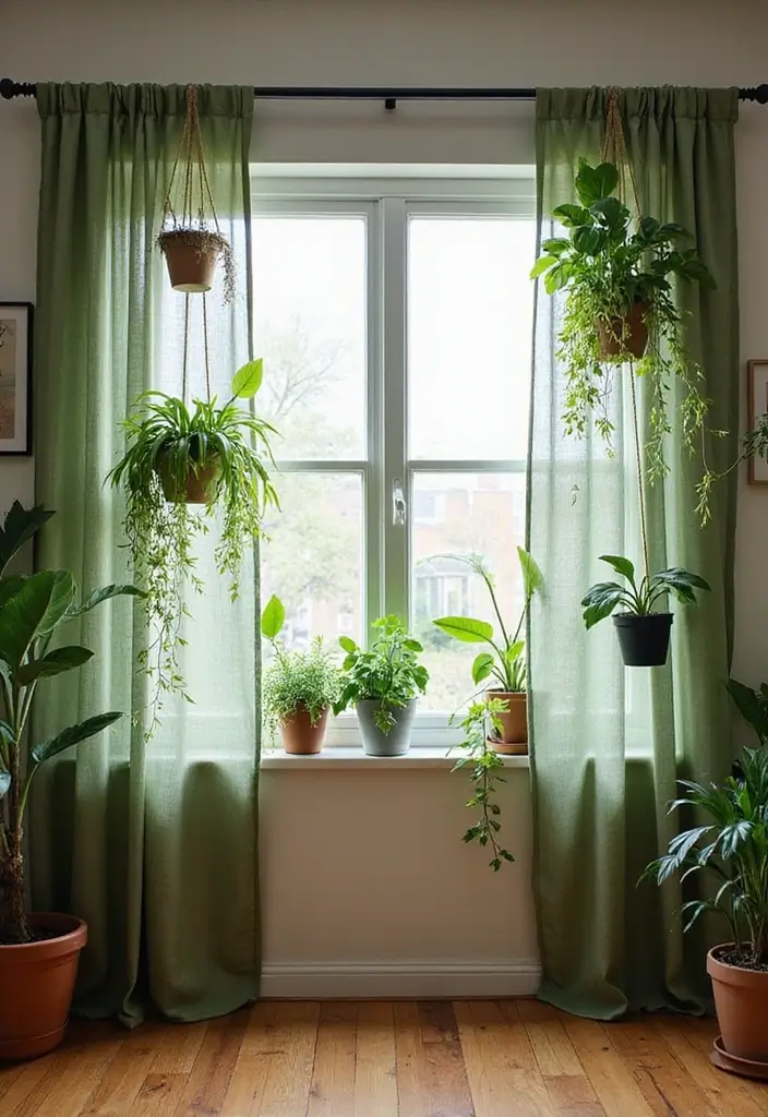 25 Window Dressing Ideas That Transform Your View - 11. Plant-Hanging Curtains