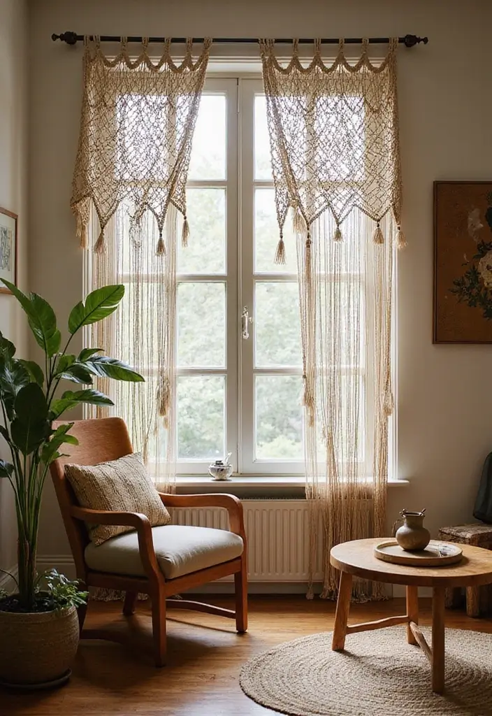 25 Window Dressing Ideas That Transform Your View - 14. Macramé Window Treatments