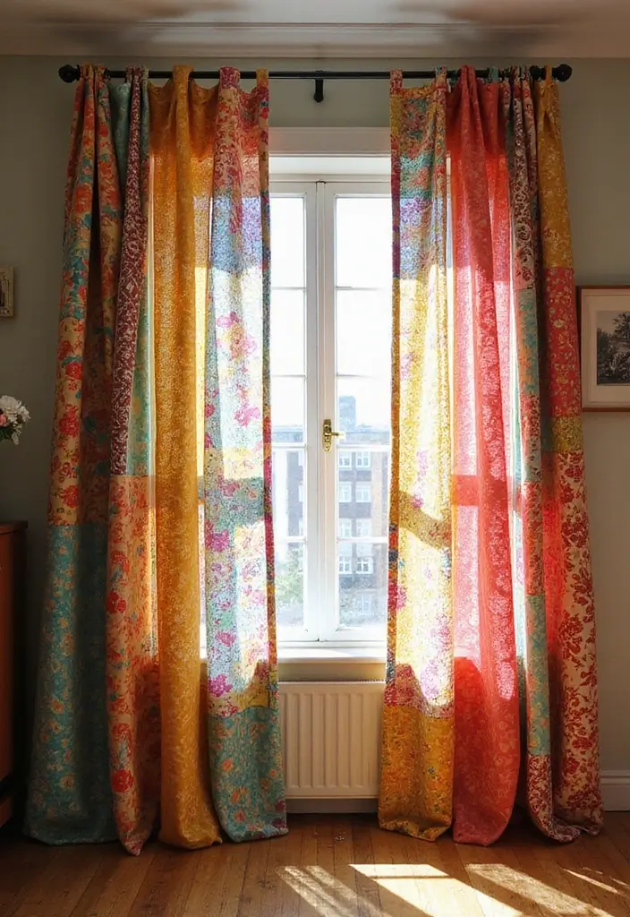 25 Window Dressing Ideas That Transform Your View - 3. Recycled Fabric Drapes