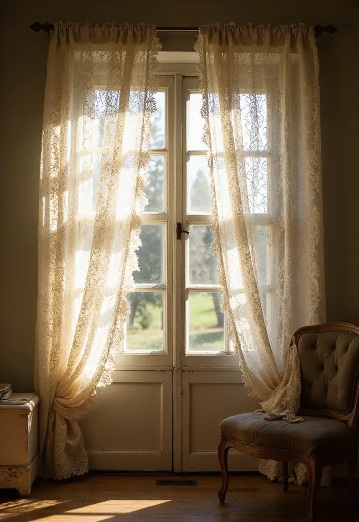 25 Window Dressing Ideas That Transform Your View - 8. Vintage Lace Curtains