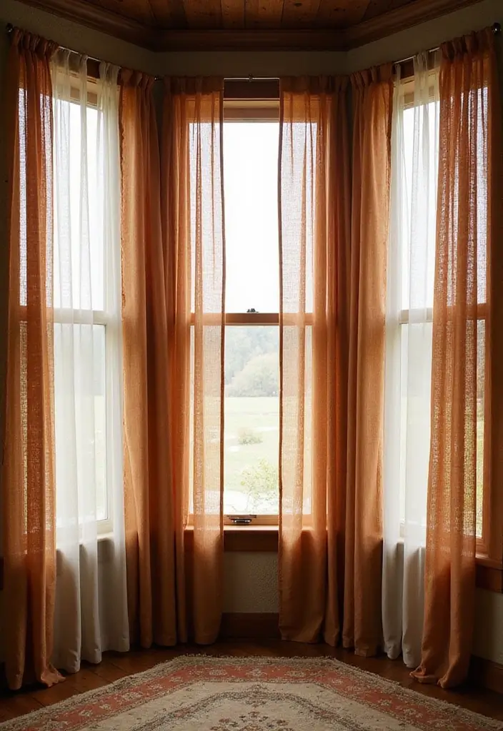 26 Three Window Curtain Ideas That Look Perfect 1 26 Three Window Curtain Ideas That Look Perfect - 1. Sheer Elegance with Layered Fabrics