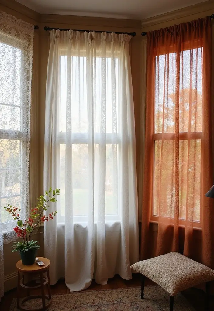 26 Three Window Curtain Ideas That Look Perfect 15 26 Three Window Curtain Ideas That Look Perfect - 15. Mix and Match Textures