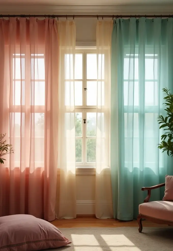 26 Three Window Curtain Ideas That Look Perfect 17 26 Three Window Curtain Ideas That Look Perfect - 17. Soft Ombre Effect