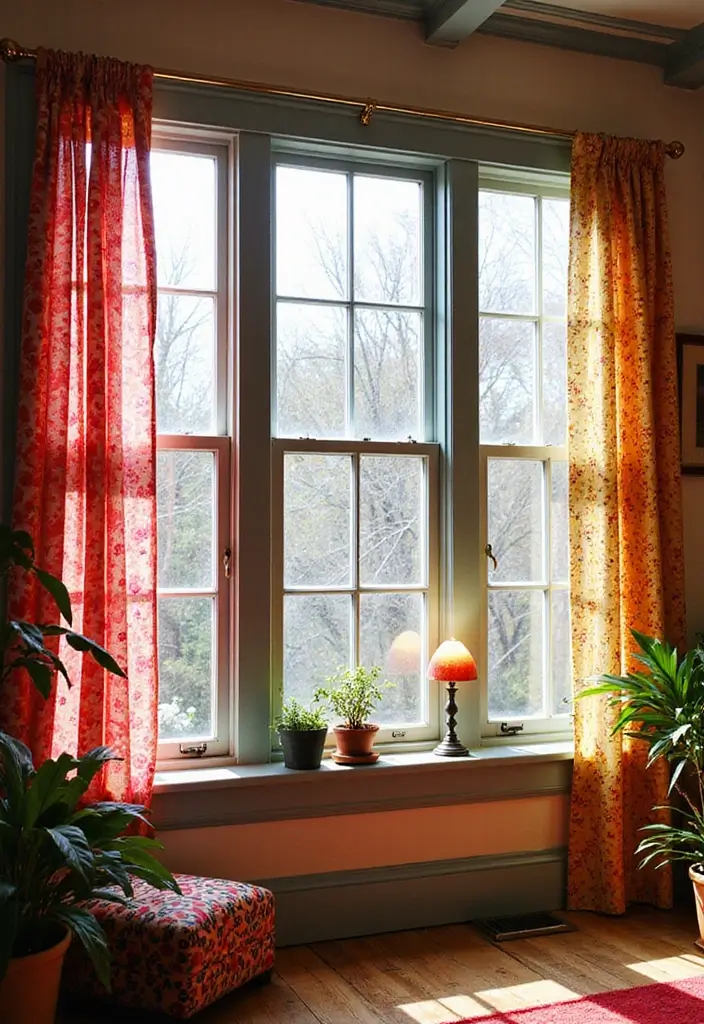 26 Three Window Curtain Ideas That Look Perfect 18 26 Three Window Curtain Ideas That Look Perfect - 18. Fun and Funky Patterns