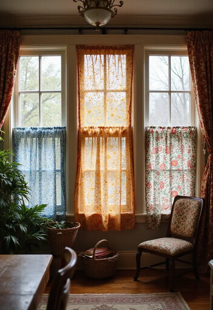 26 Three Window Curtain Ideas That Look Perfect 22 26 Three Window Curtain Ideas That Look Perfect - 22. Creative Use of Fabric Swatches
