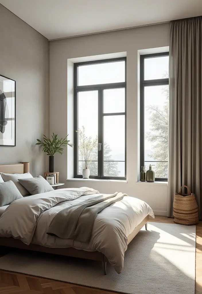 27 Bedroom with Window Layouts You’ll Want to Try 15 27 Bedroom with Window Layouts You’ll Want to Try - 15. Geometric Window Designs for Modern Flair
