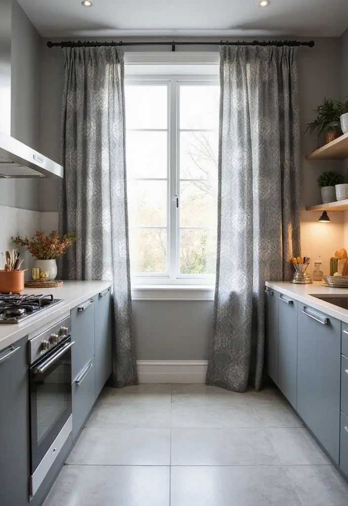 27 Kitchen Curtain Ideas That Make Cooking Brighter - 12. Geometric Patterns for Modern Flair