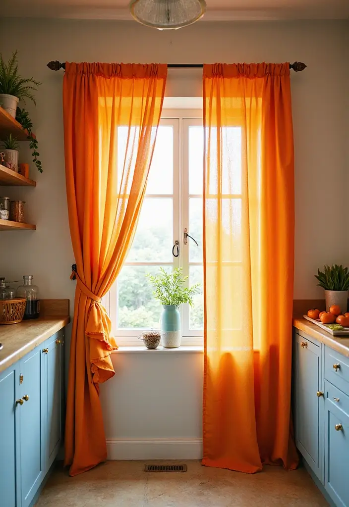 27 Kitchen Curtain Ideas That Make Cooking Brighter - 18. Bright and Bold Colors