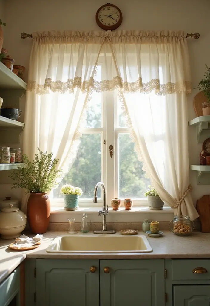 27 Kitchen Curtain Ideas That Make Cooking Brighter - 20. Soft Ruffles and Frills