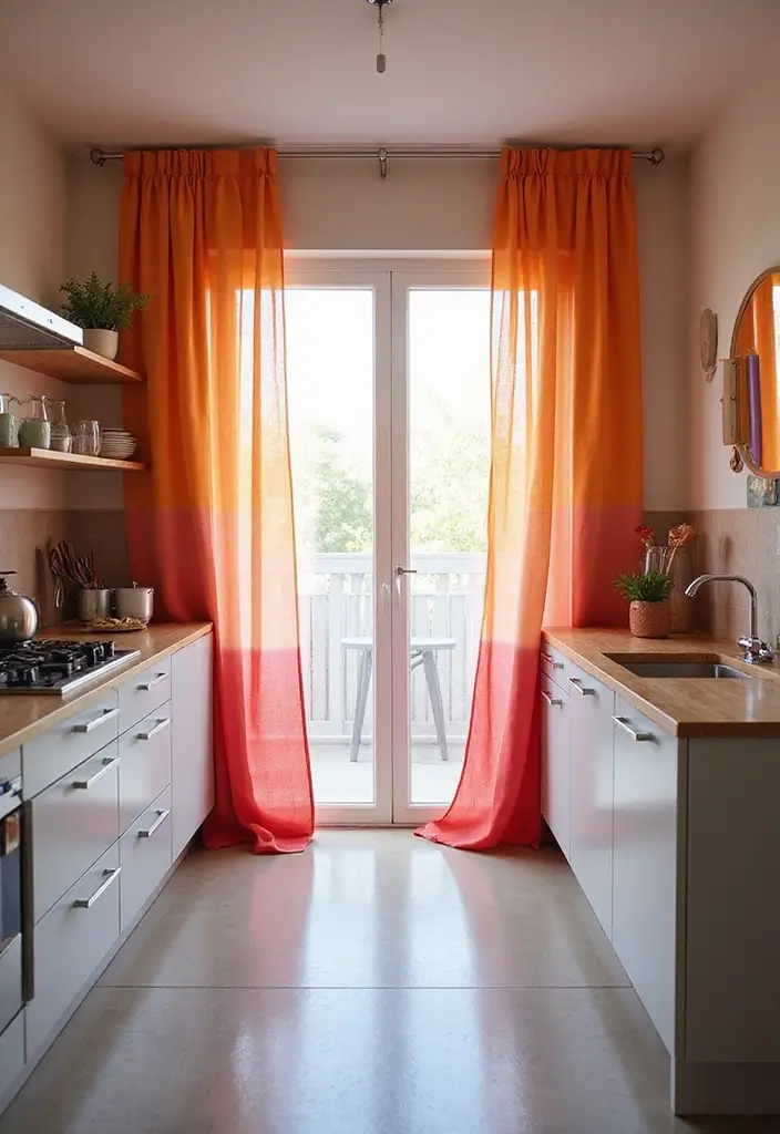 27 Kitchen Curtain Ideas That Make Cooking Brighter - 22. Ombre Effects for Depth