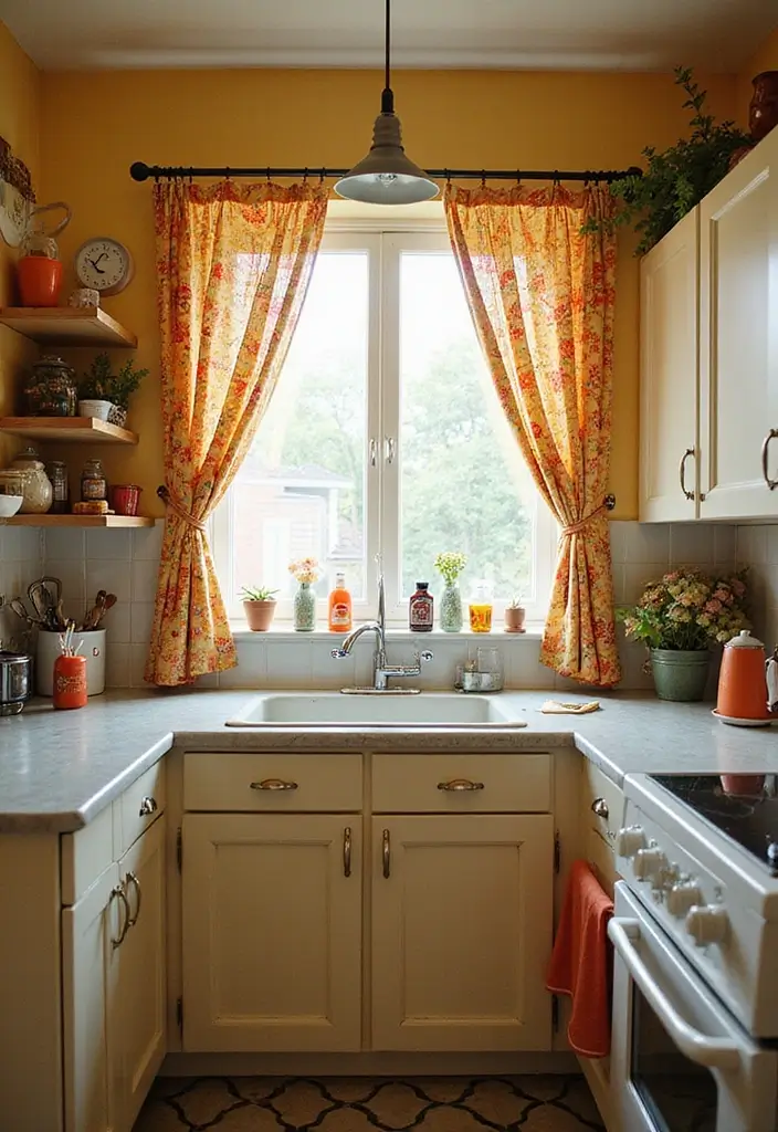 27 Kitchen Curtain Ideas That Make Cooking Brighter - 24. Retro Styles for a Nostalgic Feel