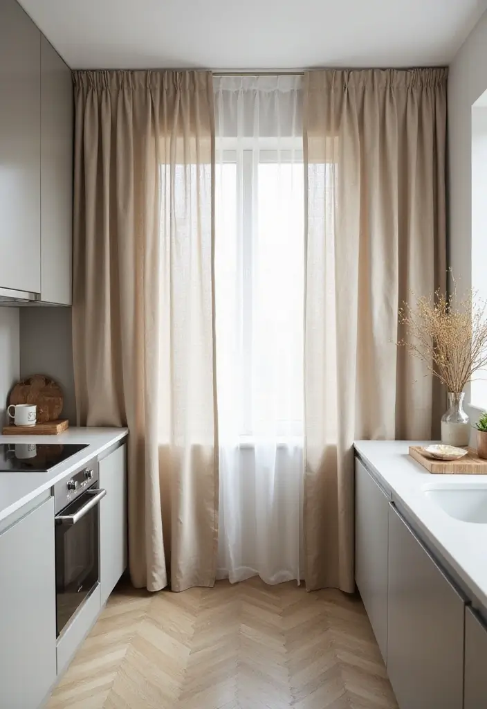 27 Kitchen Curtain Ideas That Make Cooking Brighter - 25. Minimalist Styles for Modern Homes