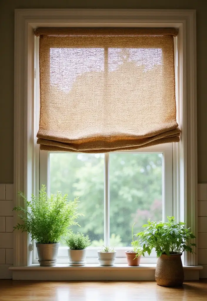 27 Kitchen Curtain Ideas That Make Cooking Brighter - 4. Natural Jute Shades