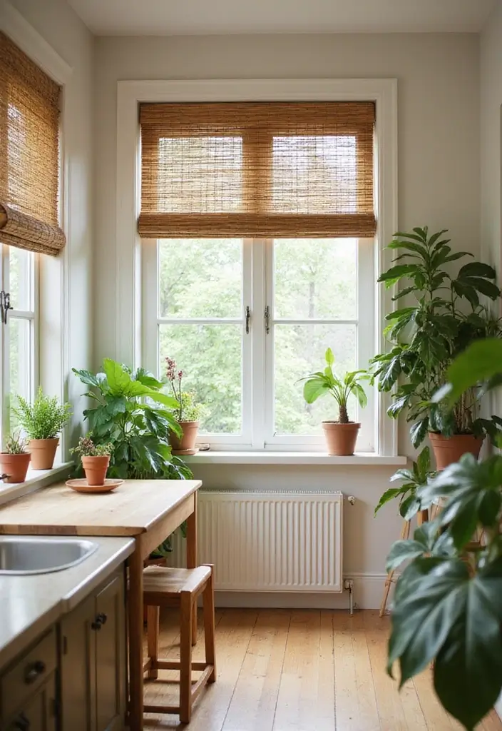 27 Kitchen Curtain Ideas That Make Cooking Brighter - 6. Eco-Conscious Bamboo Blinds