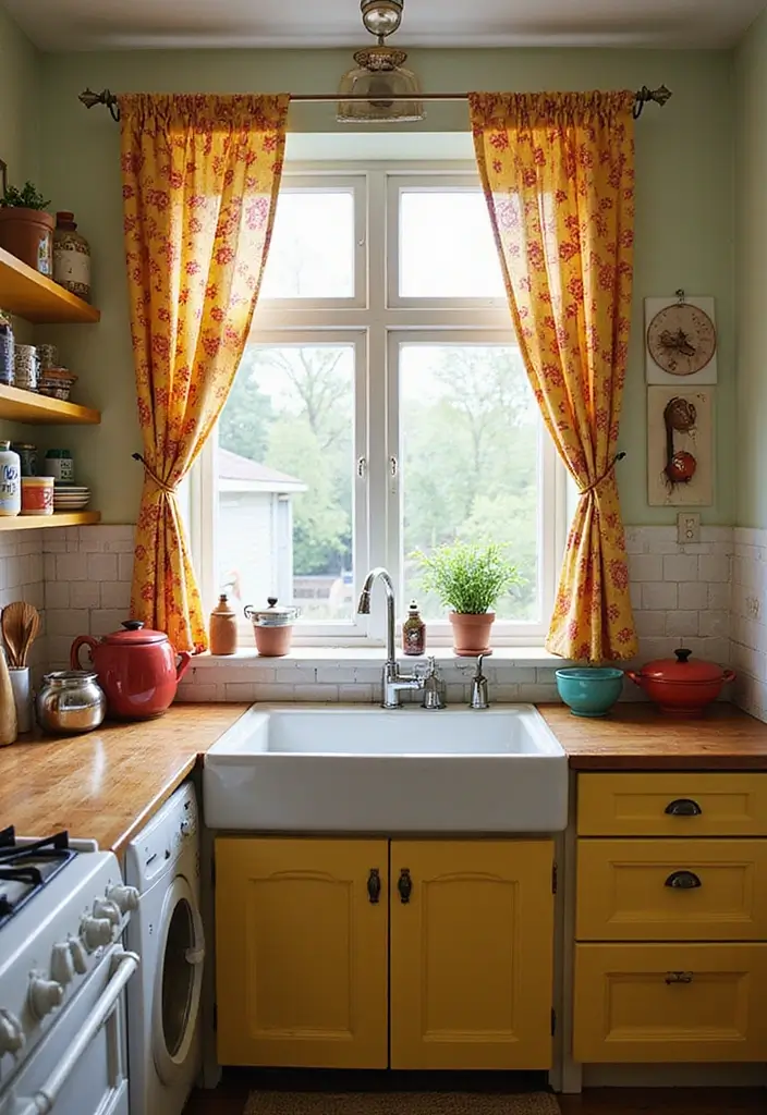 27 Kitchen Curtain Ideas That Make Cooking Brighter - 7. Whimsical Patterns for a Playful Touch