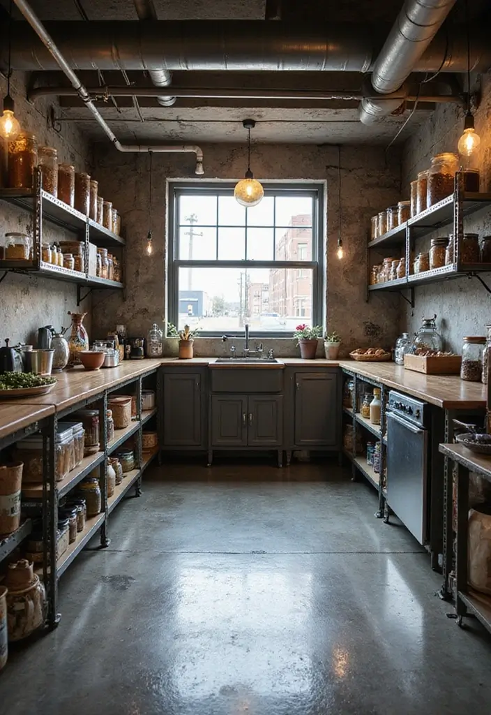 27 Pantry with Window Ideas for Natural Light 15 27 Pantry with Window Ideas for Natural Light - 15. Industrial Edge