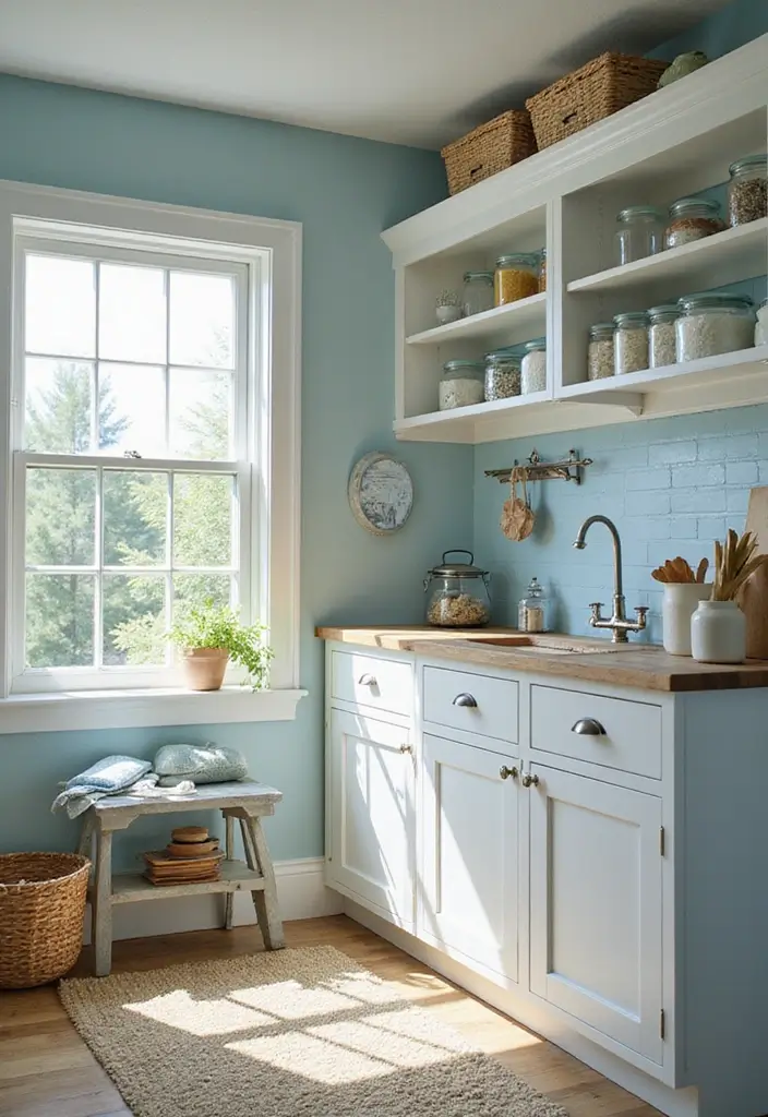 27 Pantry with Window Ideas for Natural Light 6 27 Pantry with Window Ideas for Natural Light - 6. Coastal Vibes
