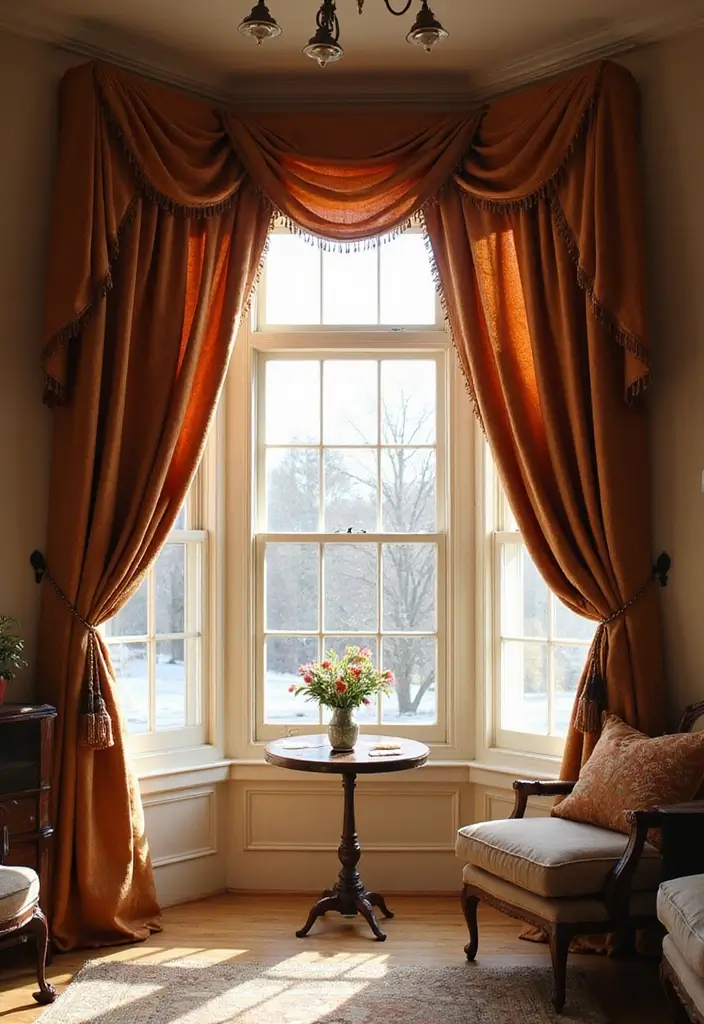28 Bay Window Treatment Ideas That Elevate Any Room - 11. Elegant Drapery Panels