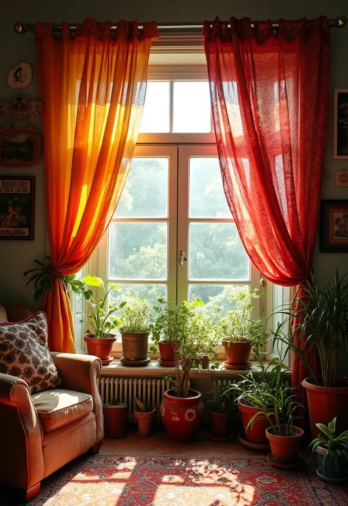28 Bay Window Treatment Ideas That Elevate Any Room - 16. Bohemian Fabric Panels