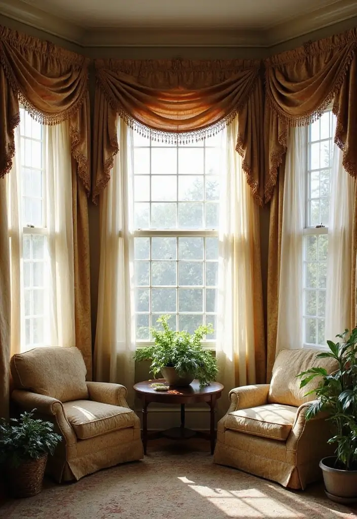 28 Bay Window Treatment Ideas That Elevate Any Room - 19. Layered Textiles