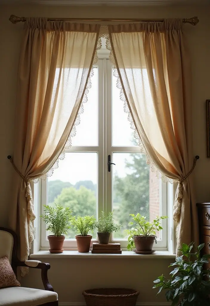 28 Bay Window Treatment Ideas That Elevate Any Room - 8. Vintage Lace Trims