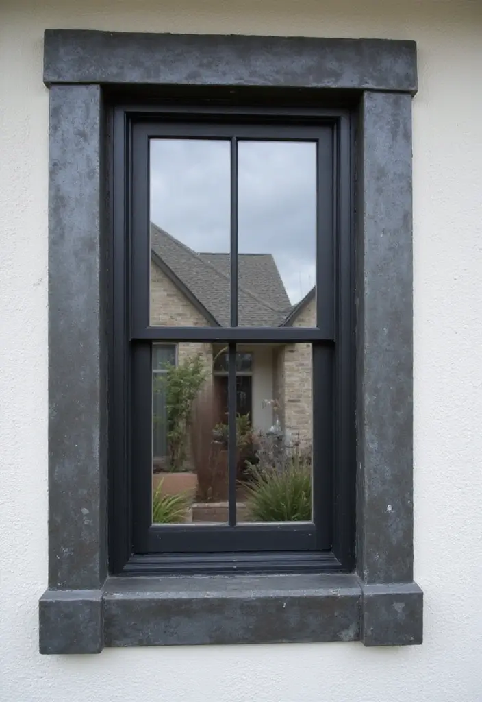 28 Exterior Window Trim Ideas That Pop Instantly - 17. Industrial-Style Metal Trim