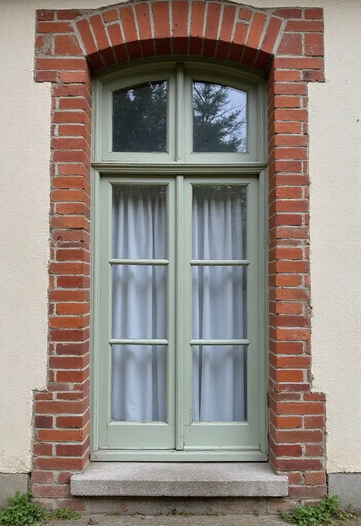 28 Exterior Window Trim Ideas That Pop Instantly - 25. Vintage Brick Trim