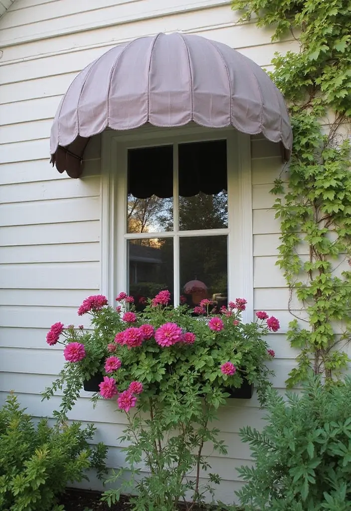 28 Exterior Window Trim Ideas That Pop Instantly - 28. Elegant Window Canopies