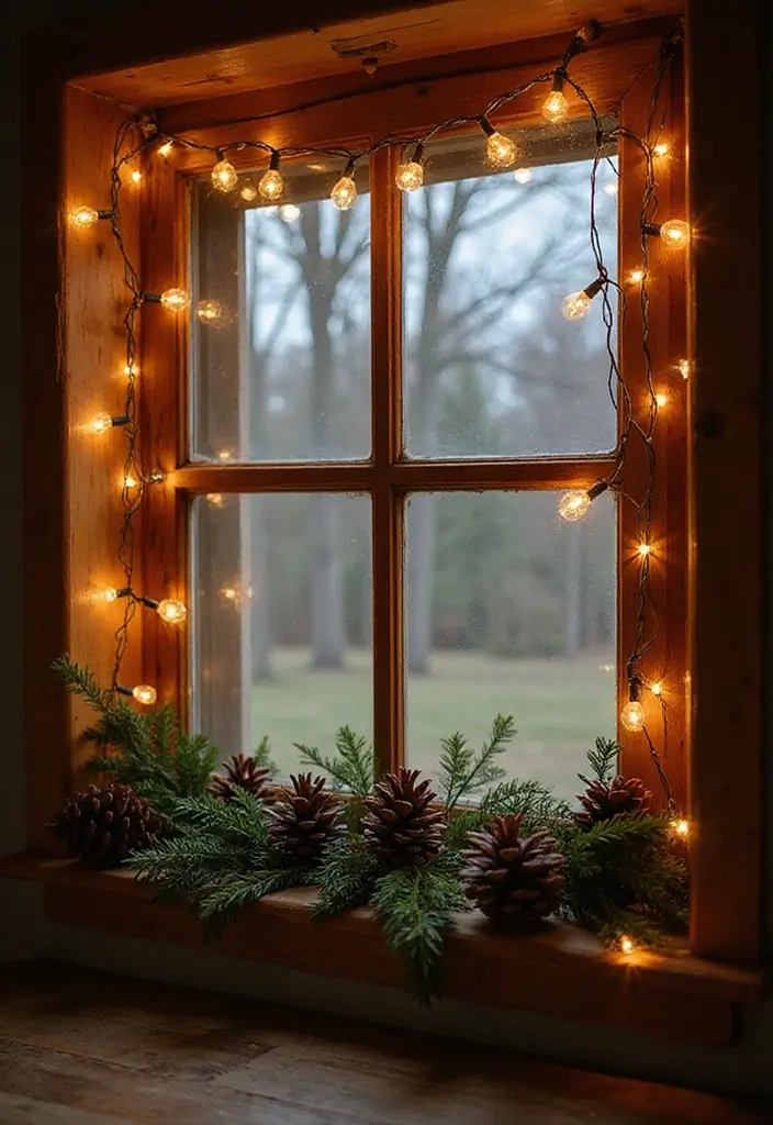 28 Kitchen Window Christmas Decor Ideas That Shine - 2. Twinkling Fairy Lights