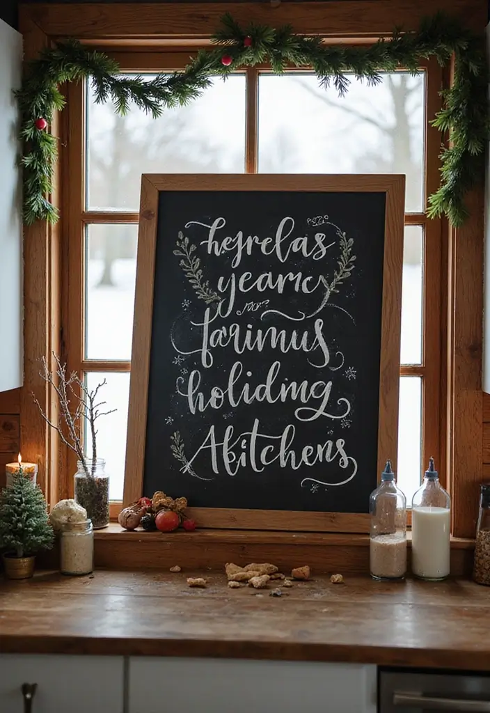28 Kitchen Window Christmas Decor Ideas That Shine - 27. Handwritten Holiday Greetings