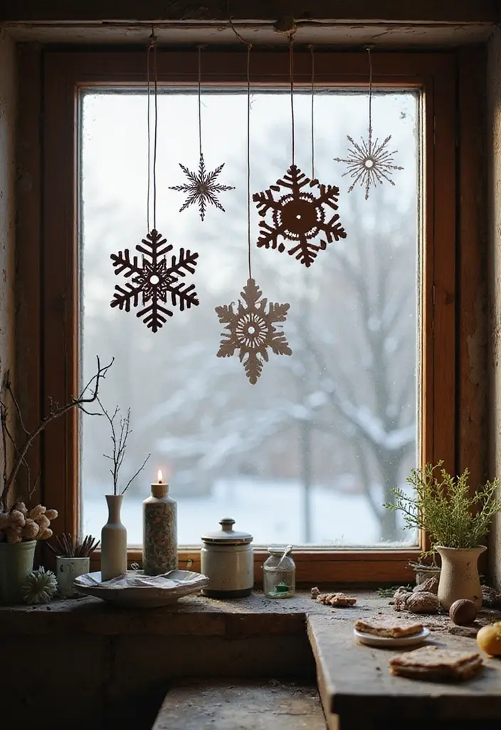28 Kitchen Window Christmas Decor Ideas That Shine - 5. Snowflake Cutouts
