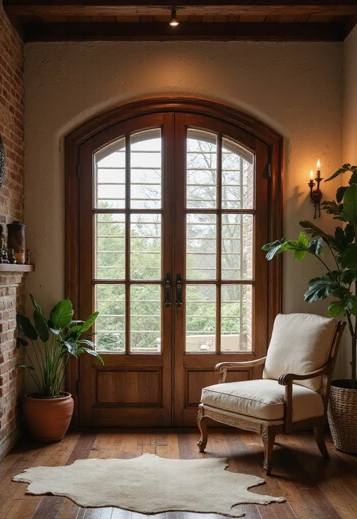 28 Living Room Window Ideas You’ll Love Instantly - 17. Vintage Wooden Shutters for Rustic Authenticity