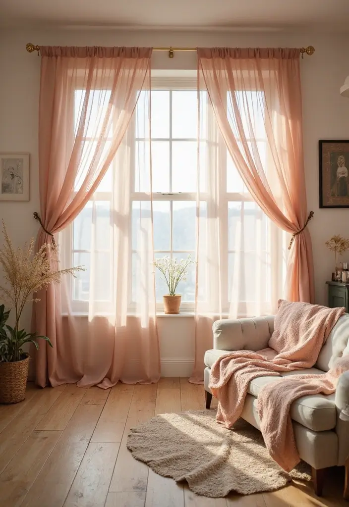 28 Living Room Window Ideas You’ll Love Instantly - 18. Tulle Curtains for Dreamy Decor