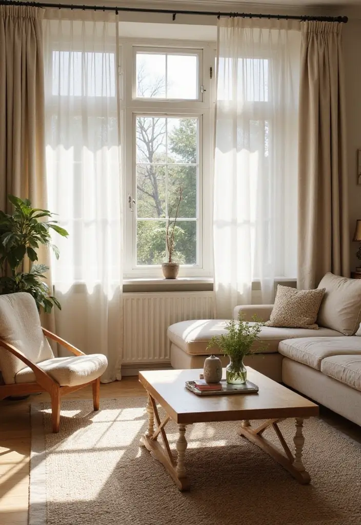 28 Living Room Window Ideas You’ll Love Instantly - 2. Linen Curtains for Breezy Elegance