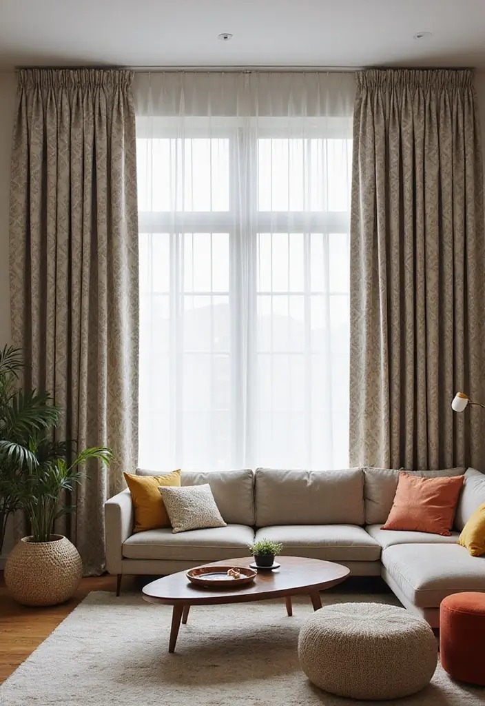 28 Living Room Window Ideas You’ll Love Instantly - 22. Geometric Patterns for Modern Appeal