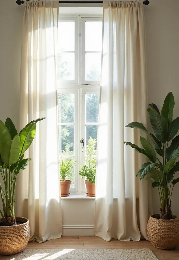 28 Living Room Window Ideas You’ll Love Instantly - 3. Organic Cotton Drapes for Softness