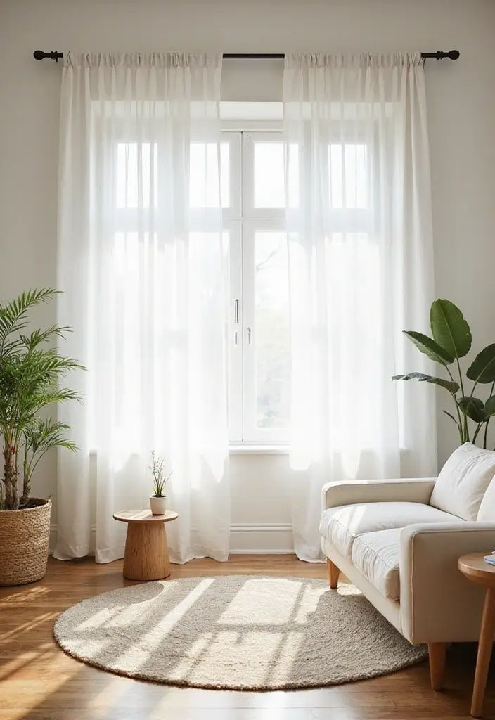28 Living Room Window Ideas You’ll Love Instantly - 6. Sheer Panels for Ethereal Light