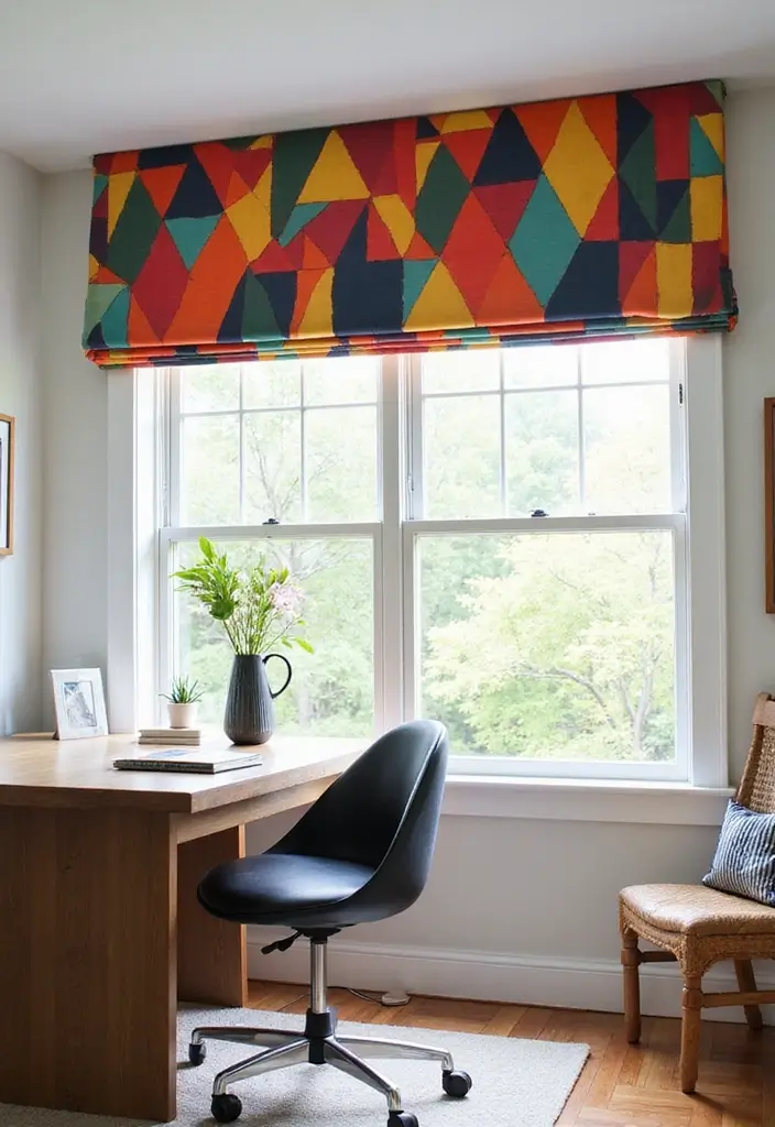 28 Window Valance Ideas That Complete the Look 17 28 Window Valance Ideas That Complete the Look - 17. Geometric Fabric Valance
