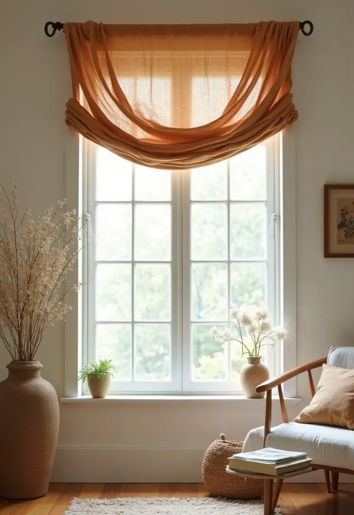 28 Window Valance Ideas That Complete the Look 18 28 Window Valance Ideas That Complete the Look - 18. Natural Dyes Fabric Valance