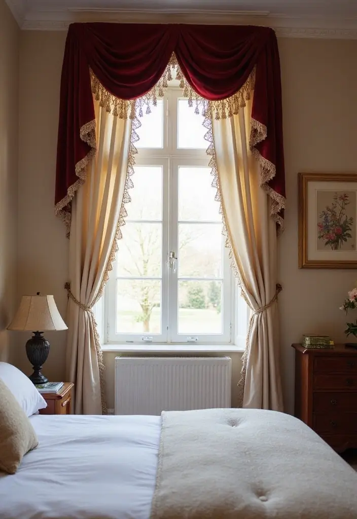 28 Window Valance Ideas That Complete the Look 28 28 Window Valance Ideas That Complete the Look - 28. Velvet and Lace Combo Valance